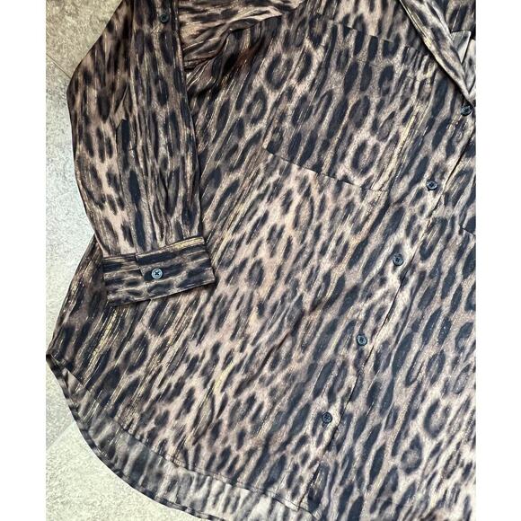 Michael Kors sheer animal print, button down, blouse, women's size XL - Picture 2 of 8